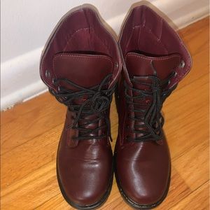 Burgundy combat boot